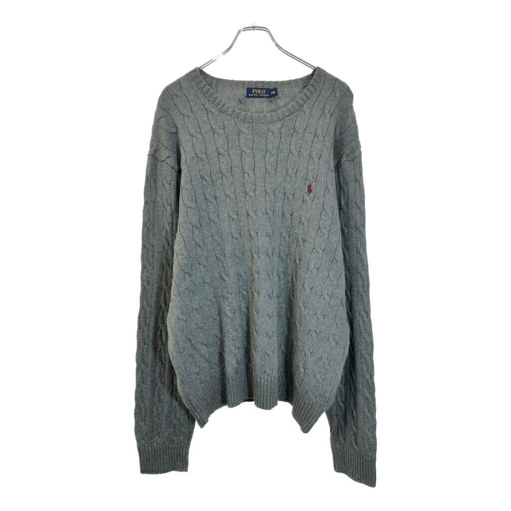 新品 未使用 ポロラルフローレン ケーブルニット レディース M グレー 希少 Ralph Lauren - ポロ ラルフローレン コットン ケーブル ニット
