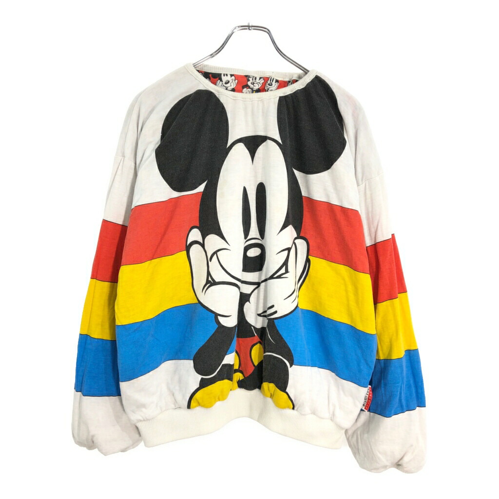 80年代 Disney ディズニー MICKEY&CO ミッキーマウス リバーシブル スウェット キャラクター 総柄(メンズ XL相当)中古 古着 V5334 6,353円