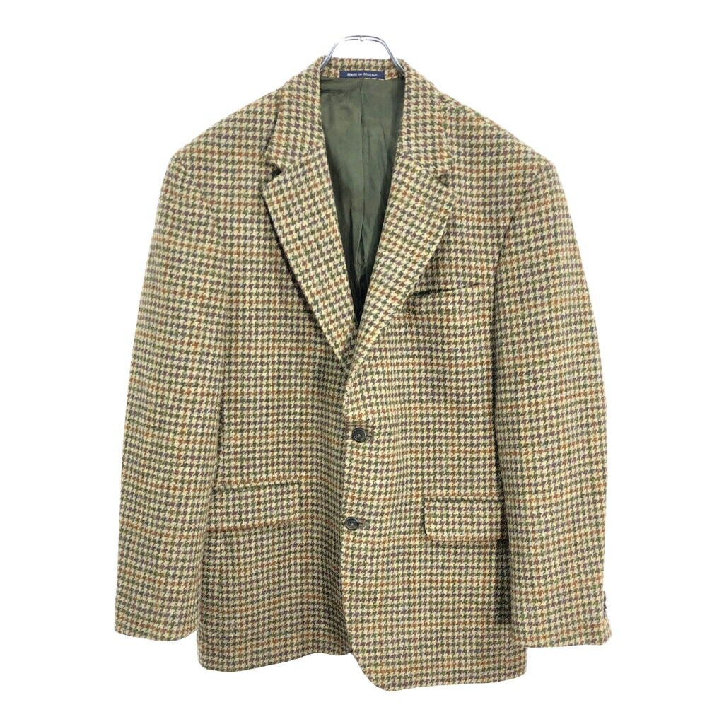 美品 ランズエンド ハリスツイード ジャケット ブルゾン Lサイズ チェック 古着 80～90年代 ランズエンド LANDS END Harris Tweed ハリス