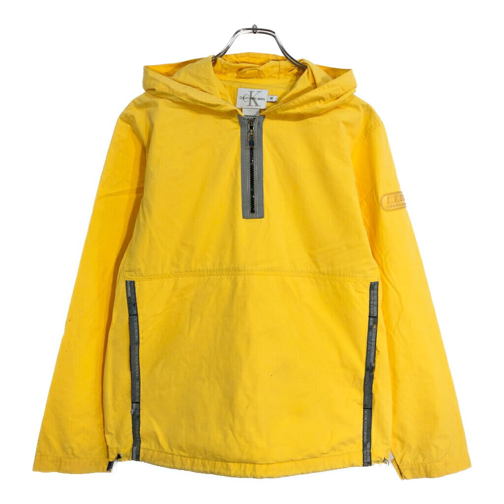 90年代 Calvin klein カルバンクライン アノラックパーカー イエロー(メンズ M)中古 古着 V6005
