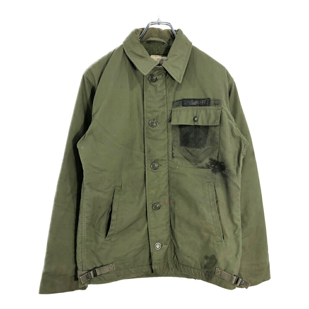 80年代 米軍実物 U.S.NAVY A-2 デッキジャケット オリーブ(メンズ XS相当)中古 古着 V6509|YAMAHISA USEDCLOTHINGSHOP