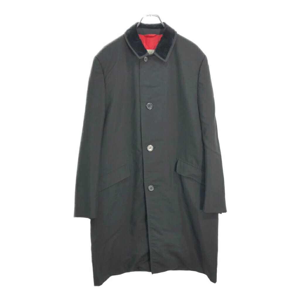 70年代 カナダ製 Aquascutum アクアスキュータム バルマカーンコート ブラック(メンズ 40 R)中古 古着 V6511