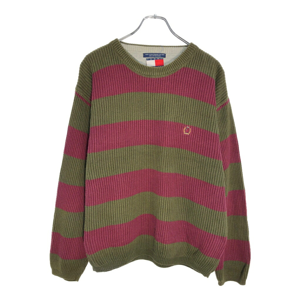00年代 TOMMY HILFIGER トミーヒルフィガー リブニット コットンセーター(メンズ S)中古 古着 V7104