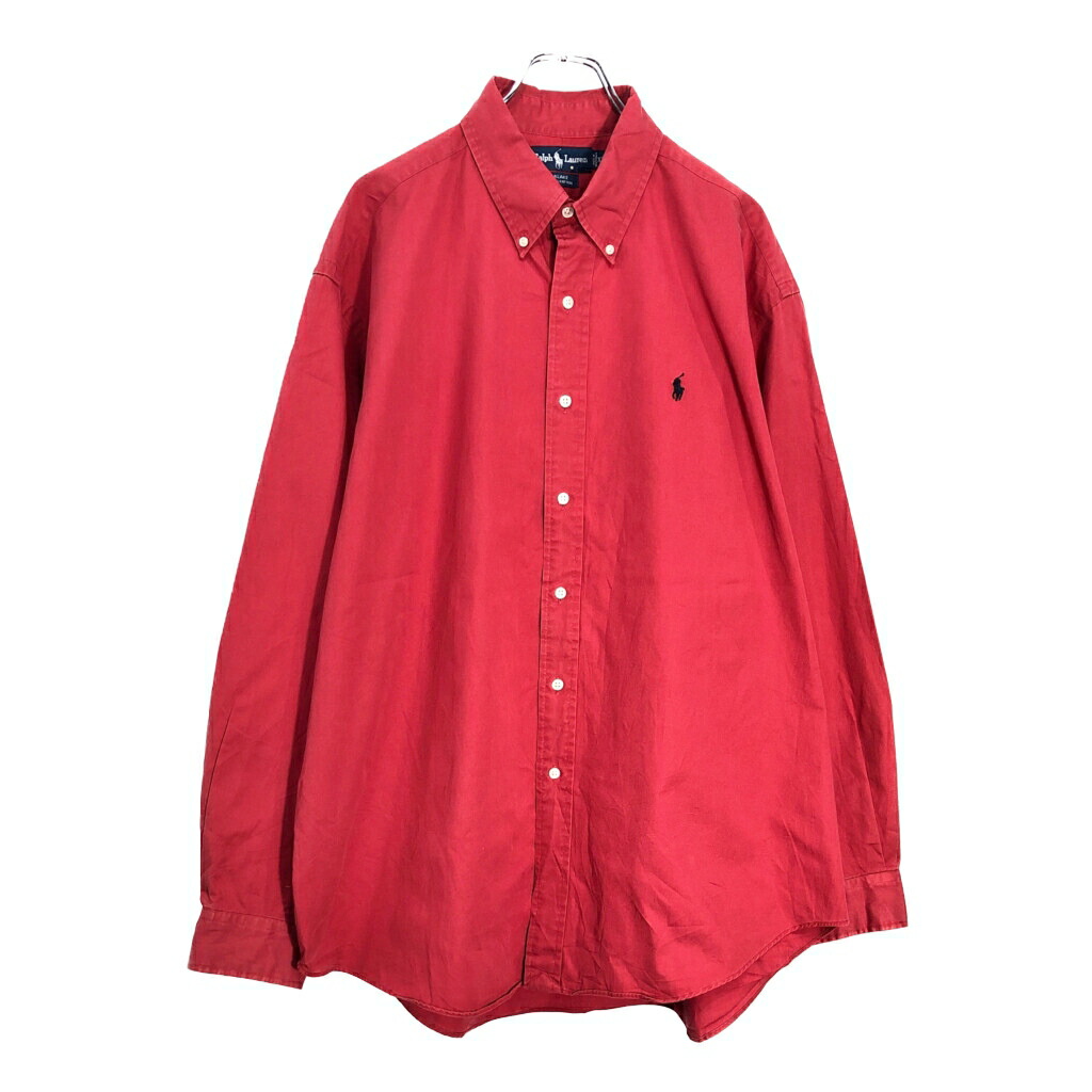 RALPH LAUREN ラルフローレン BLAKE ボタンダウン 長袖シャツ レッド(メンズ XL)中古 古着 V7151