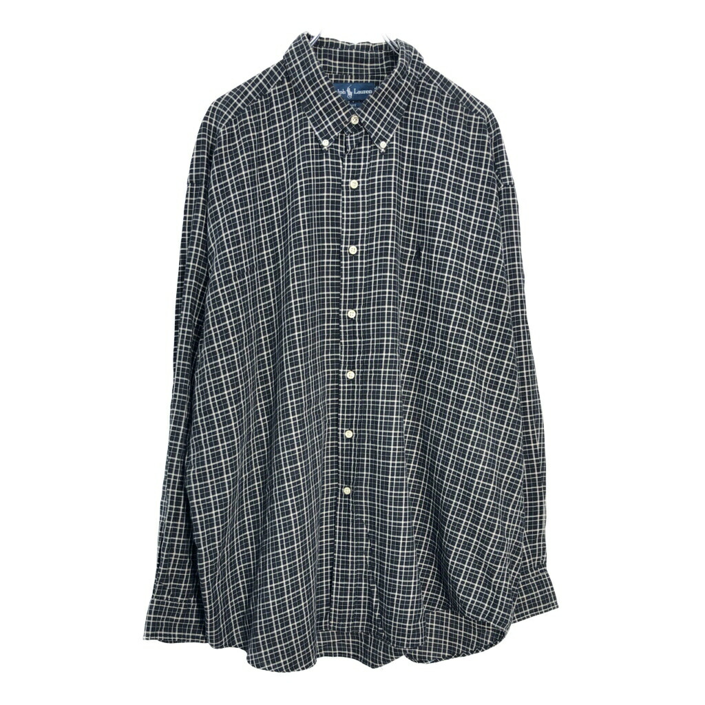 90年代 RALPH LAUREN ラルフローレン BLAKE ボタンダウン 長袖シャツ 大きいサイズ チェック(メンズ XXL)中古 古着 V7165