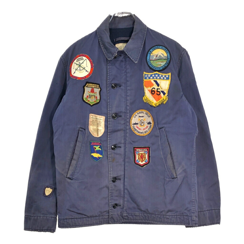 60年代 米軍実物 U.S.NAVY ユーティリティージャケット サブマリン ヴィンテージ ミリタリー ネイビー(メンズ 38 R)中古 古着 V7482