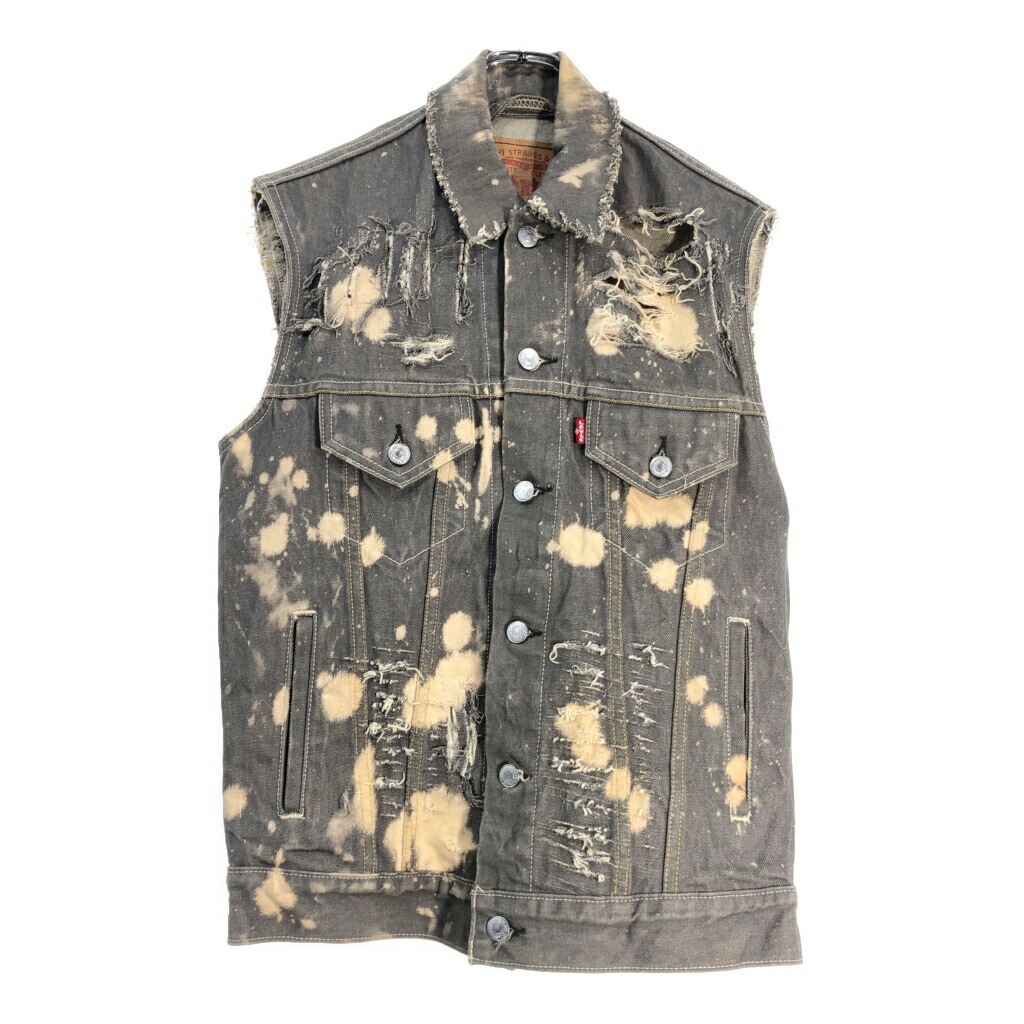 Levi's リーバイス 70797 ダメージデニムベスト ブリーチ グレー(メンズ S)中古 古着 V7815