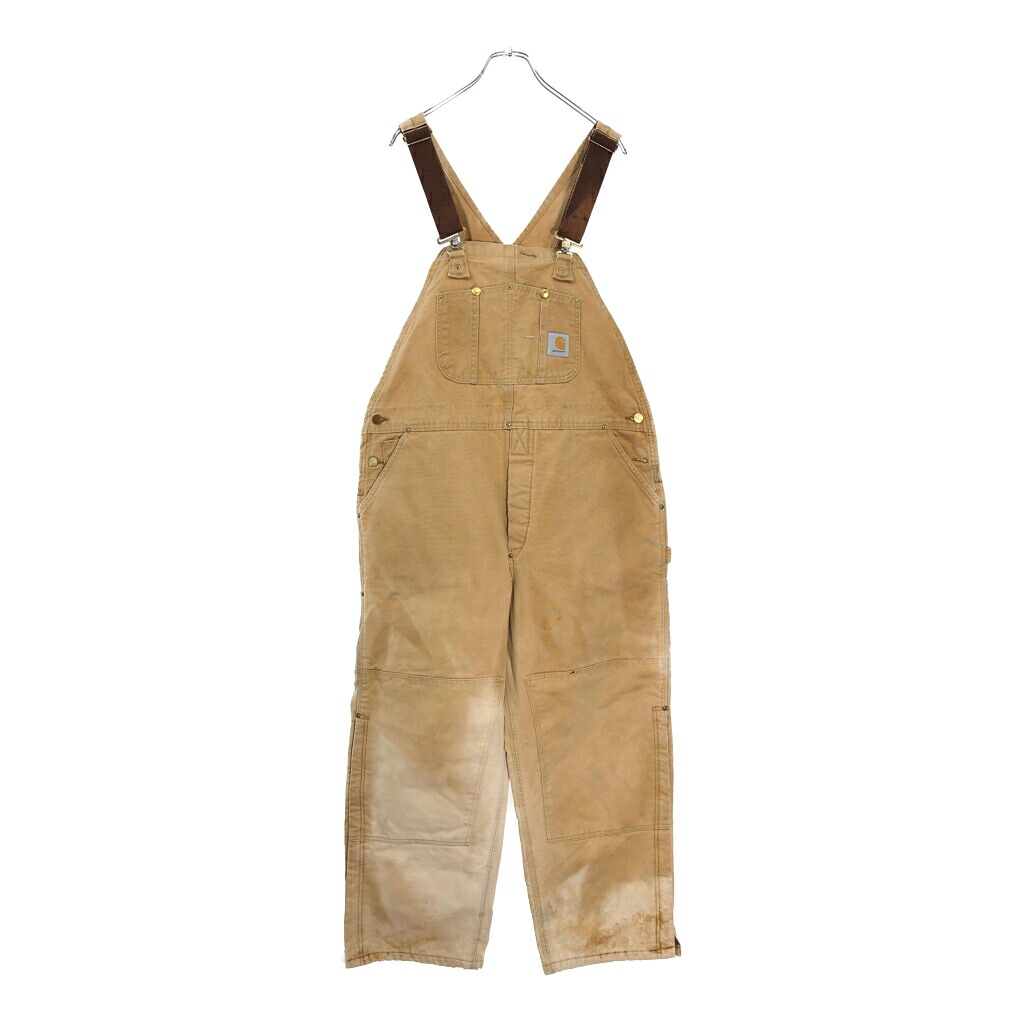 Carhartt カーハート フェード ダック ダブルニー ビブオーバーオール ブラウン(メンズ W42相当)中古 古着 V8118
