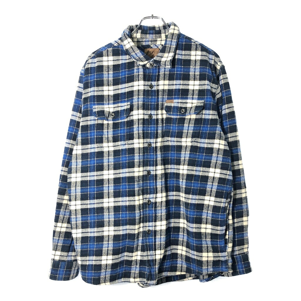 ORVIS オービス ヘビーフランネルシャツ アウトドア チェック ブルー(メンズ XL)中古 古着 V8476