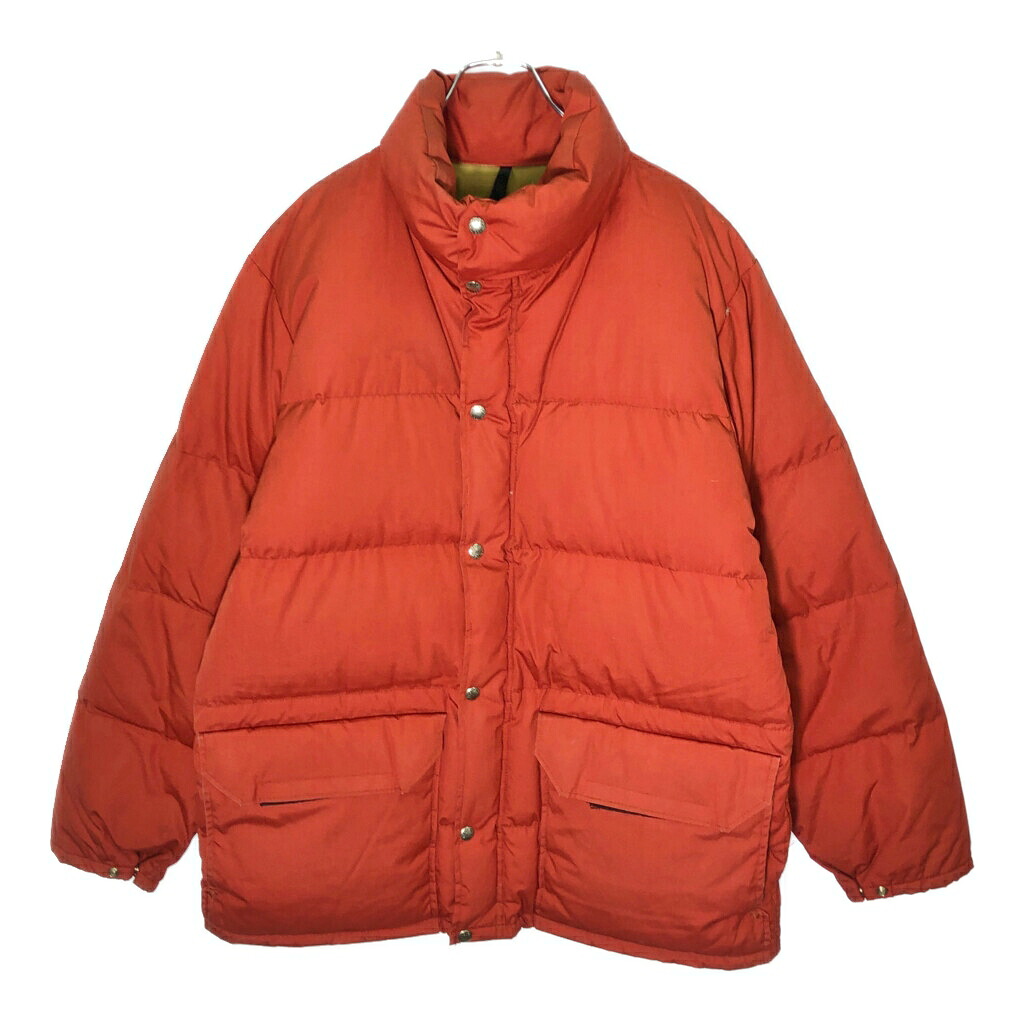 80年代 USA製 THE NORTH FACE ノースフェイス ダウンジャケット アウトドア 茶タグ レッド(メンズ L)中古 古着 V8562