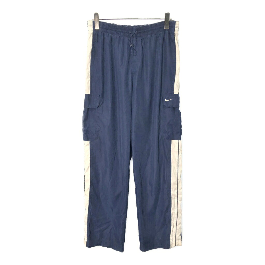 00年代 NIKE ナイキ カーゴトラックパンツ スポーツ ネイビー(メンズ L)中古 古着 V8620