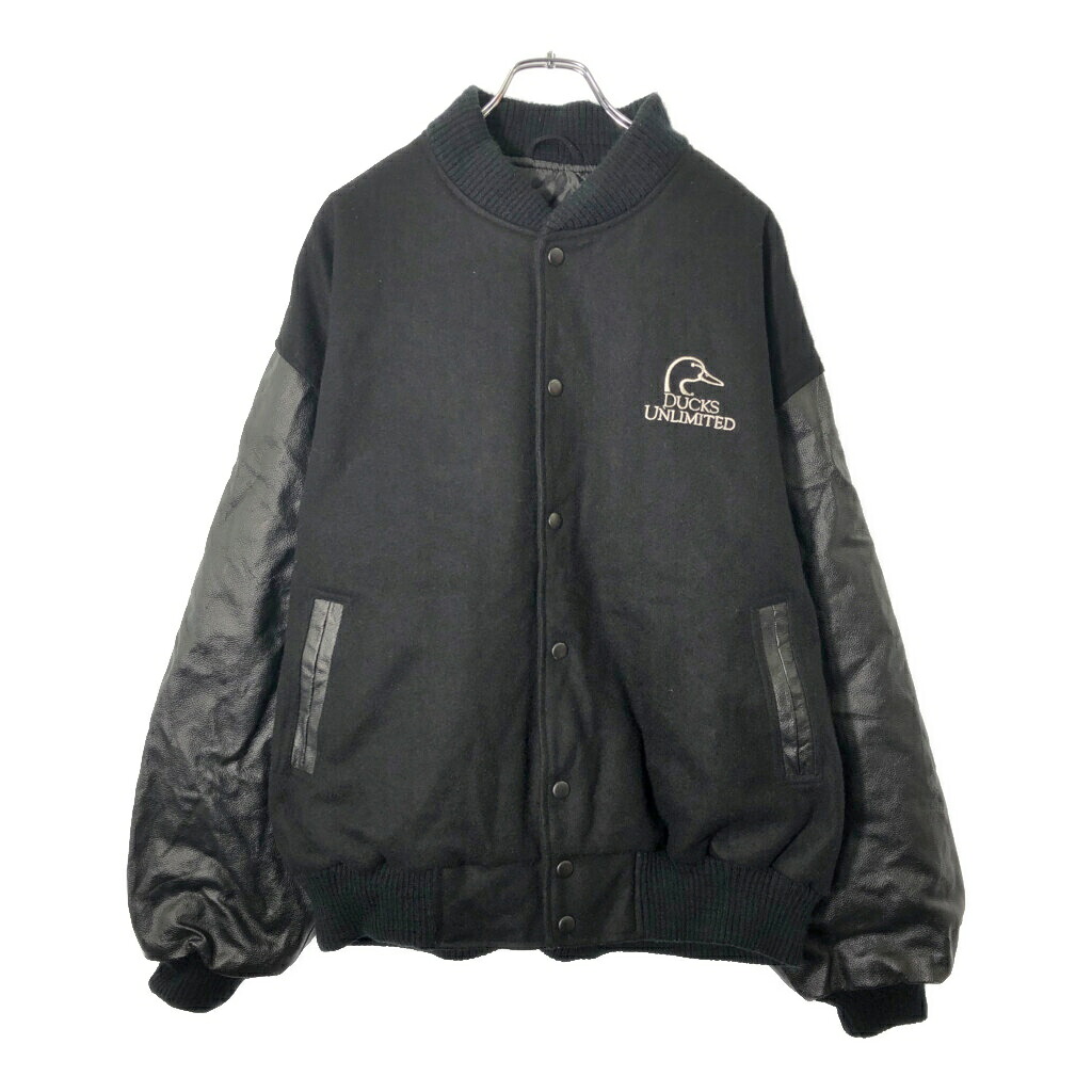 DUCKS UNLIMITED ウール スタジアムジャケット ブラック(メンズ XL)中古 古着 V8687|YAMAHISA USEDCLOTHINGSHOP