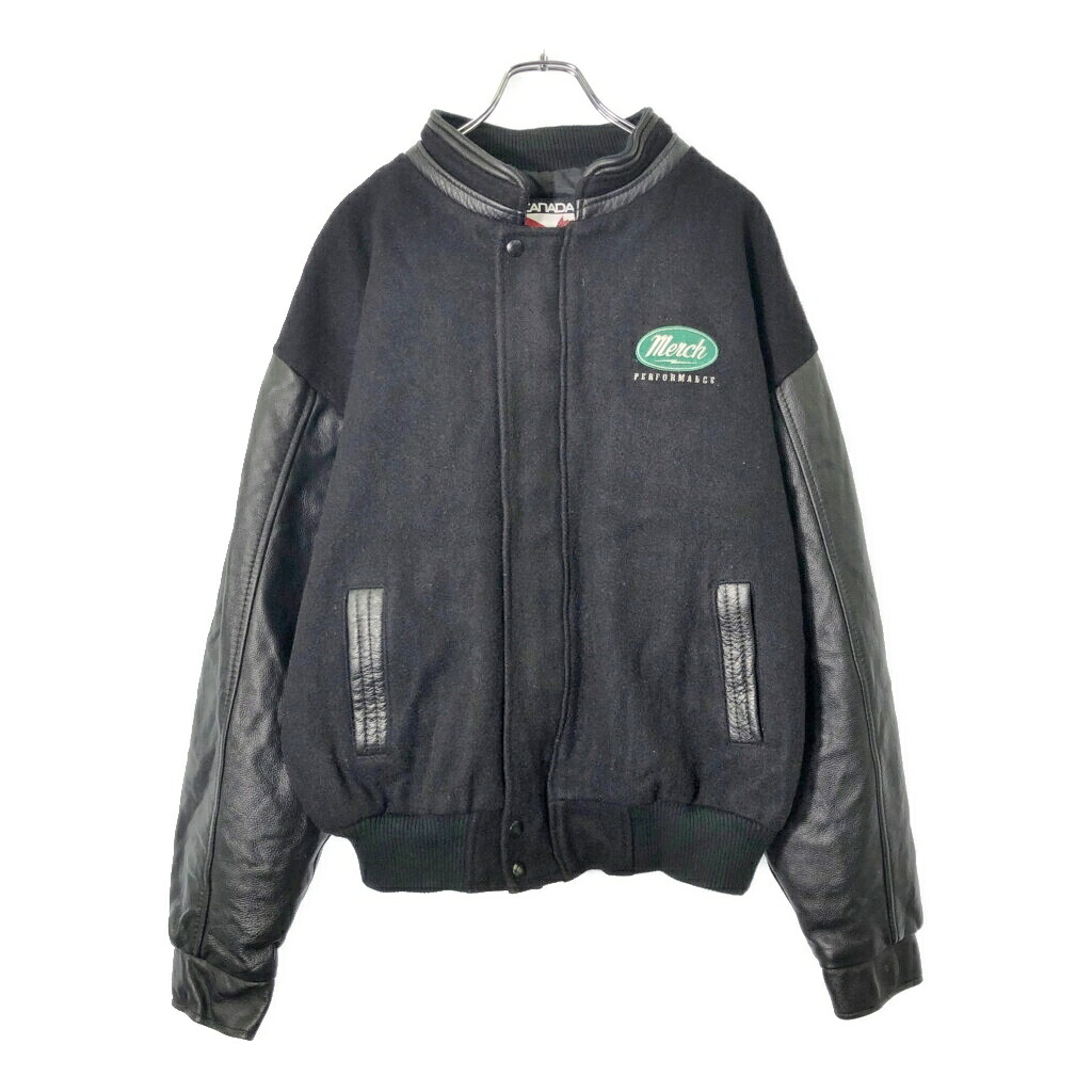 カナダ製 CANADA SPORTSWEAR ウール スタジアムジャケット ブラック(メンズ L)中古 古着 V8699|YAMAHISA USEDCLOTHINGSHOP