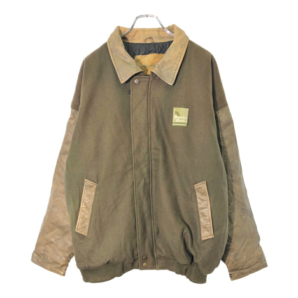 MONSANTO Roundup Ready 企業ロゴ ウール スタジアムジャケット オリーブ(メンズ XXL)中古 古着 V8713｜YAMAHISA USEDCLOTHINGSHOP