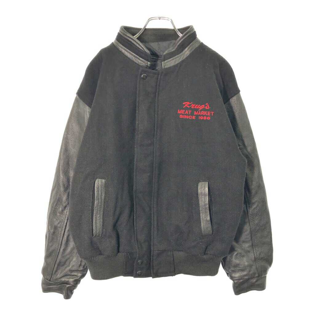 カナダ製 CANADA SPORTSWEAR ウール スタジアムジャケット ブラック(メンズ M)中古 古着 V8720