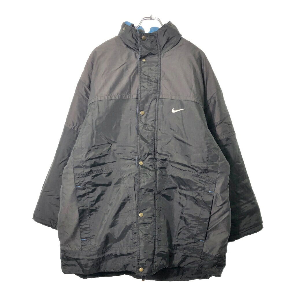 90年代 NIKE ナイキ 中綿 ナイロンジャケット ブラック(メンズ L)中古 古着 V8734