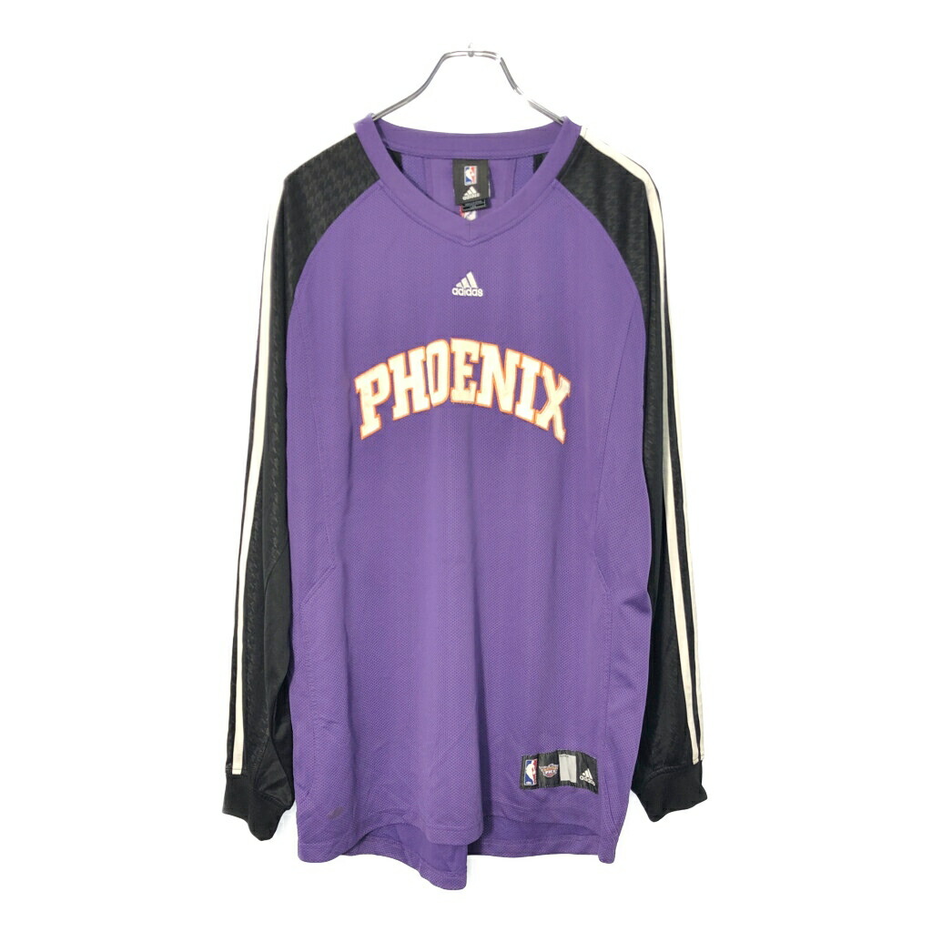 adidas アディダス NBA フェニックス・サンズ 長袖Ｔシャツ プロチーム バスケ パープル(メンズ L)中古 古着 V8841