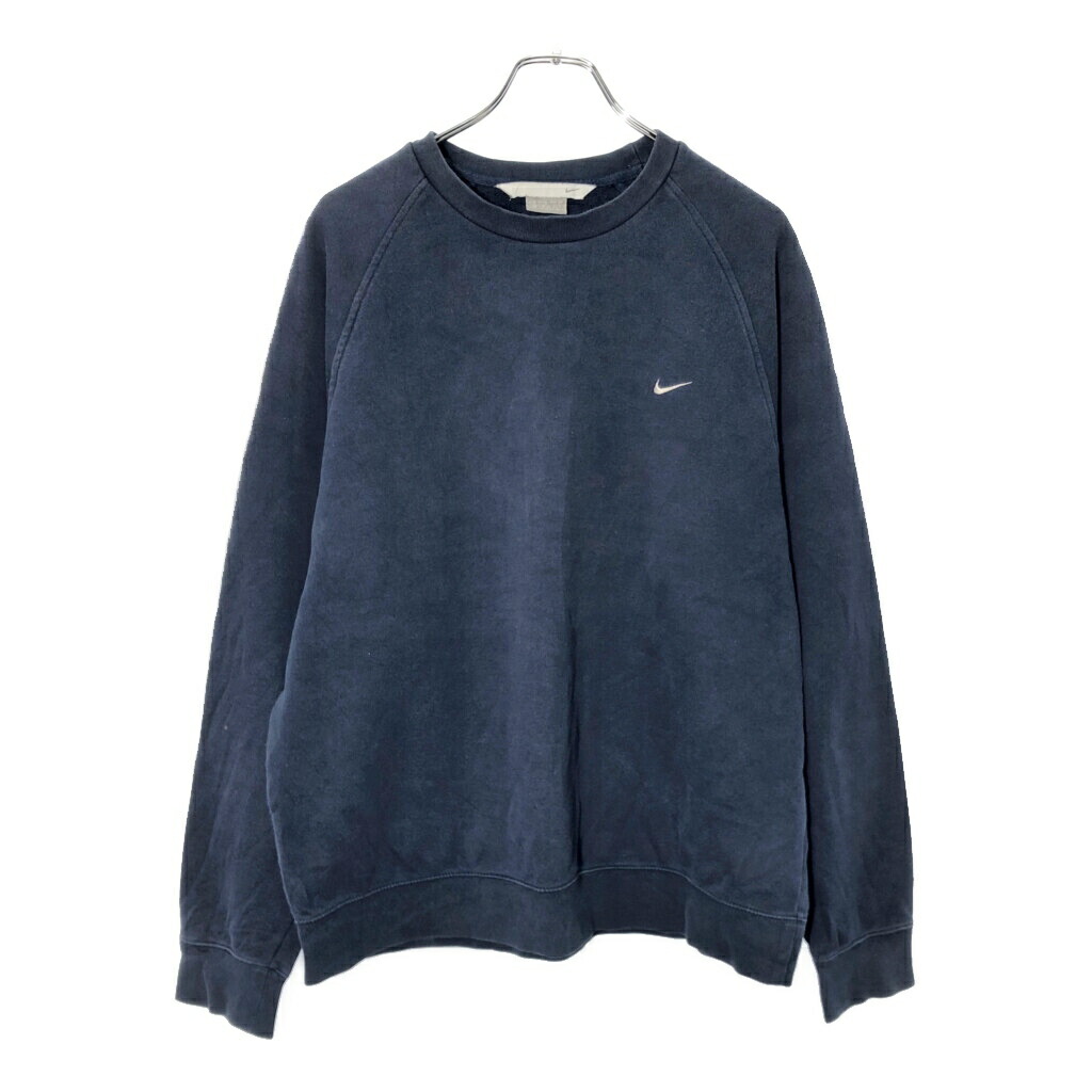 00年代 NIKE ナイキ ワンポイントロゴ スウェット スポーツ ネイビー(メンズ L)中古 古着 V8846