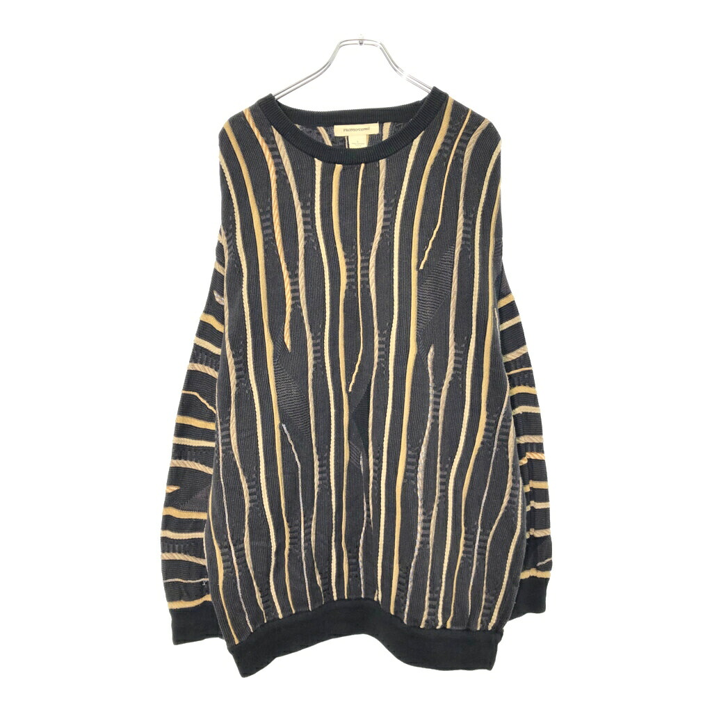 PRONTO-UOMO 3Dニットセーター 総柄 グレー(メンズ L)中古 古着 V9009｜YAMAHISA USEDCLOTHINGSHOP