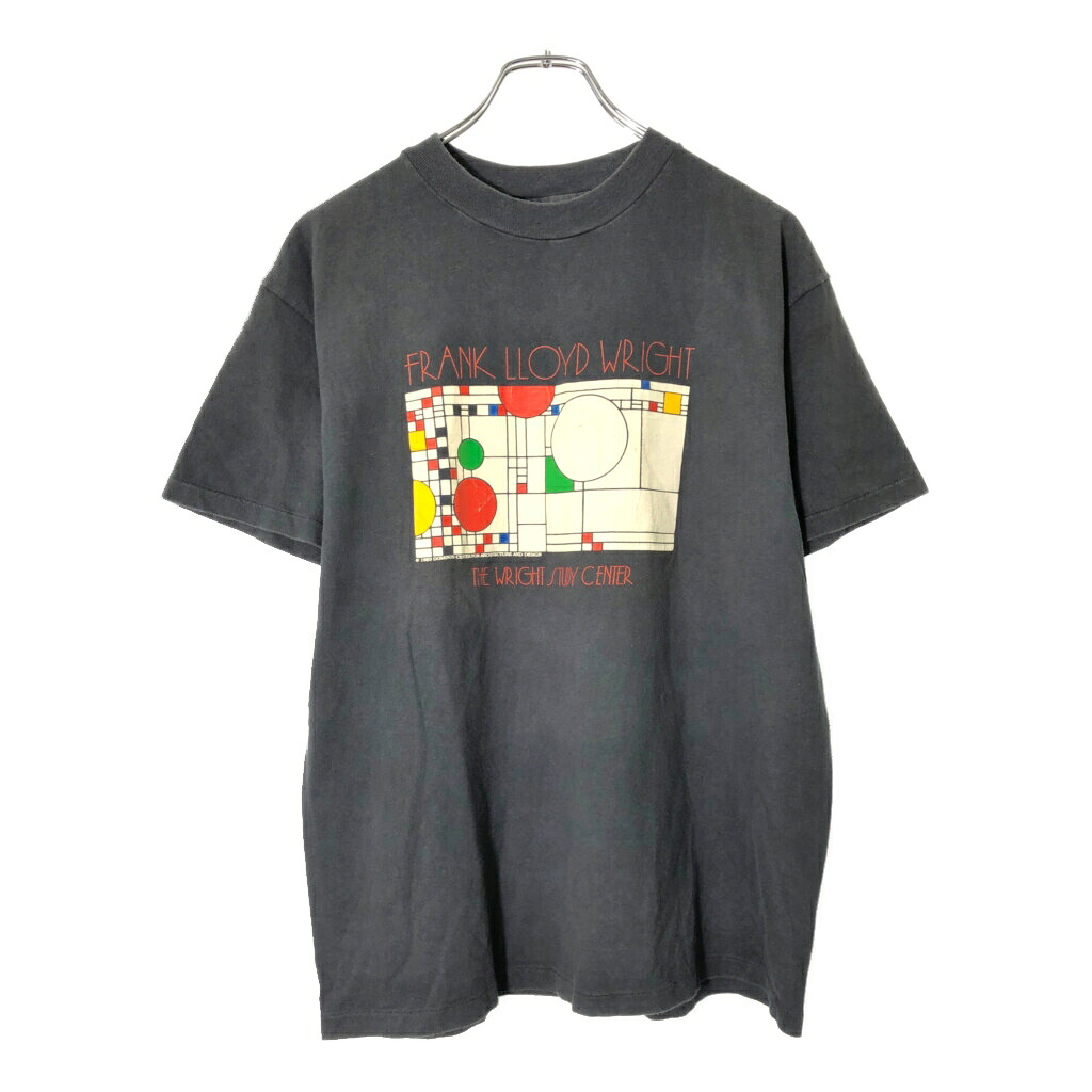 80年代 USA製 フランク・ロイド・ライト Tシャツ アート ブラック(メンズ L)中古 古着 V9112|YAMAHISA USEDCLOTHINGSHOP