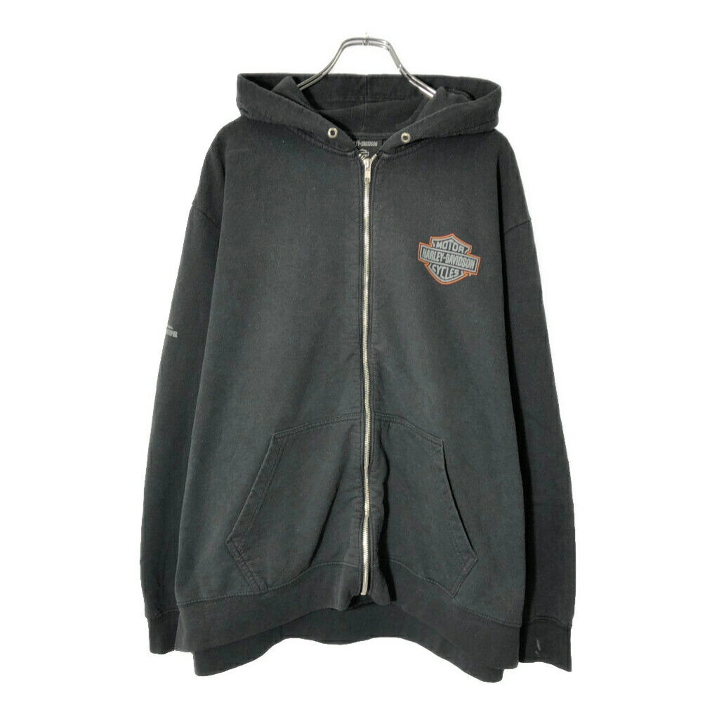 ハーレーダビッドソン　ジップアップスウェットパーカー　トレーナー　ブラック　古着 Harley Davidson - 古着 ハーレーダビッドソン Harley-Davidson
