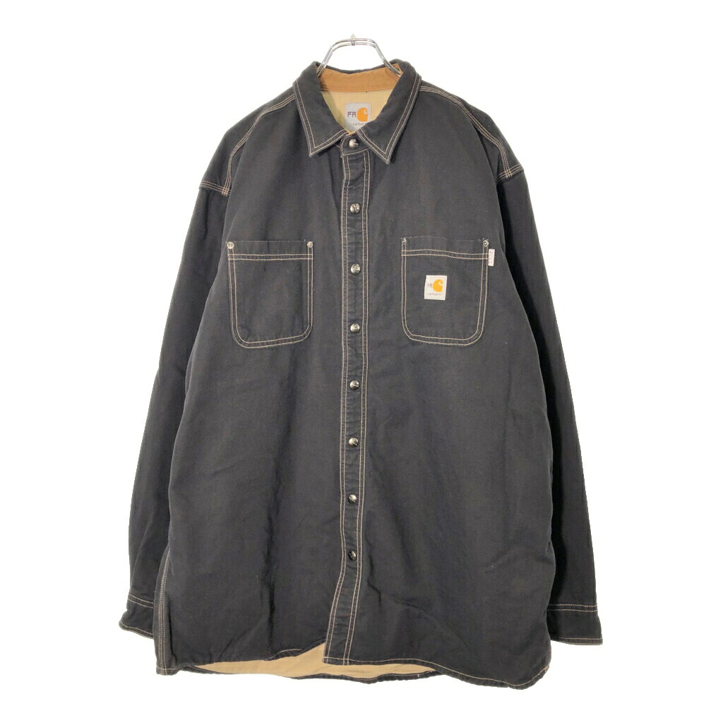 Carhartt FR カーハートFR ダック ワークシャツ ブラック(メンズ XL TALL)中古 古着 V9845
