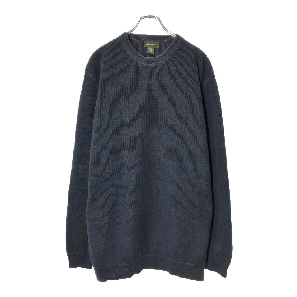Eddie Bauer エディーバウアー コットンニット セーター アウトドア ネイビー(メンズ XL TALL)中古 古着 V9916