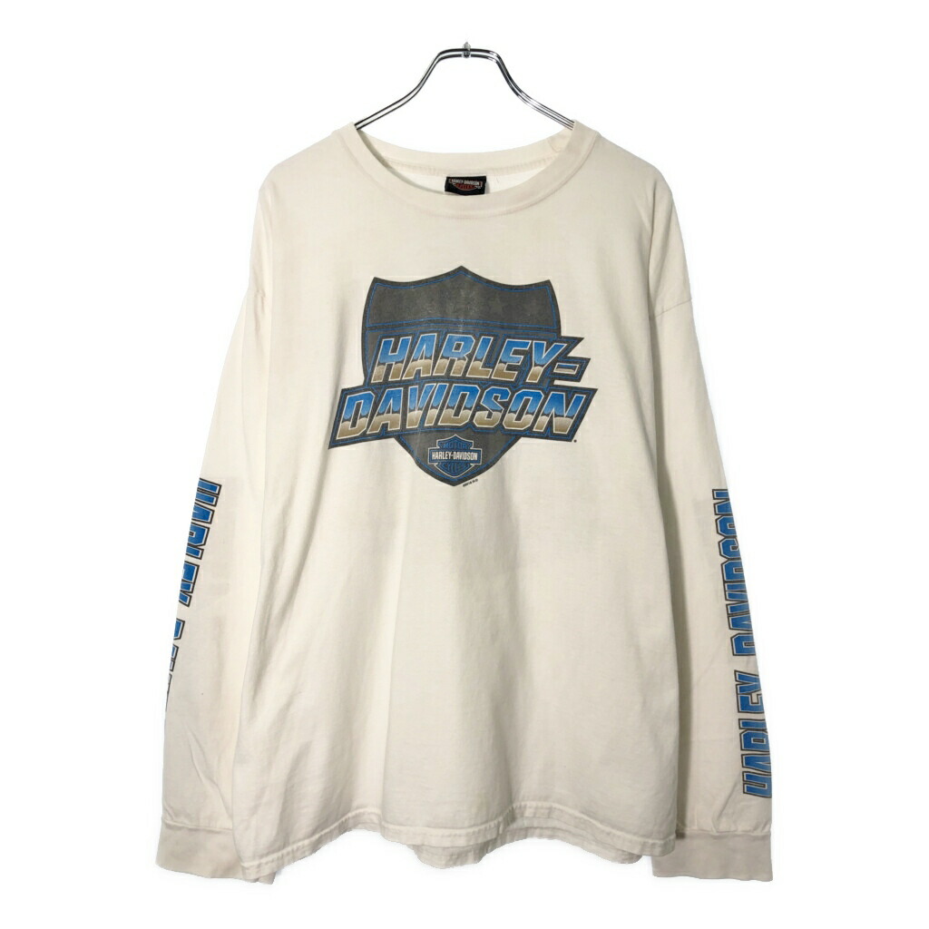 HARLEY DAVIDSON ハーレーダビッドソン 長袖Ｔシャツ モーターサイクル ホワイト(メンズ X-LARGE)中古 古着 V9967