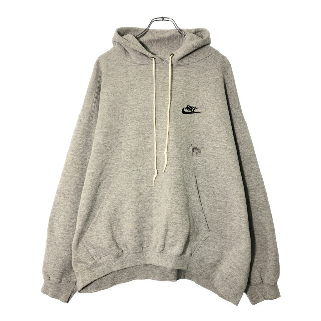 90年代 USA製 NIKE ナイキ ワンポイントロゴ スウェットパーカー グレー(メンズ XL)中古 古着 X0049