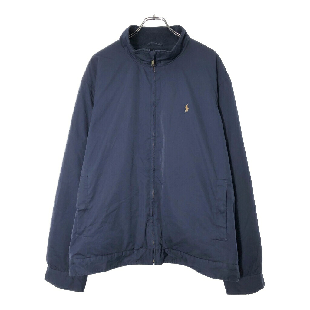 Polo by Ralph Lauren ポロ ラルフローレン ウォームアップジャケット 大きいサイズ ネイビー(メンズ XXL)中古 古着 X0237