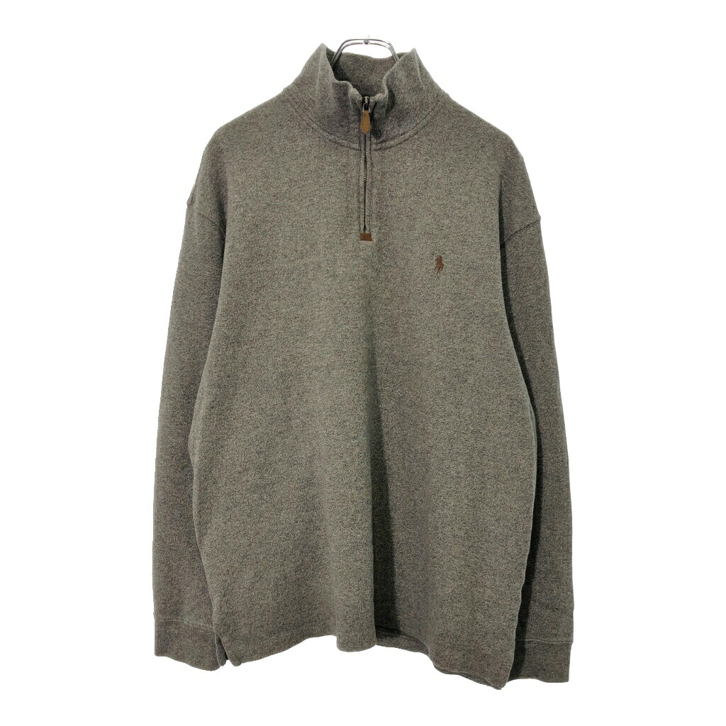 Polo by Ralph Lauren ポロ ラルフローレン ハーフジップ コットンセーター グレー(メンズ XL)中古 古着 X0418
