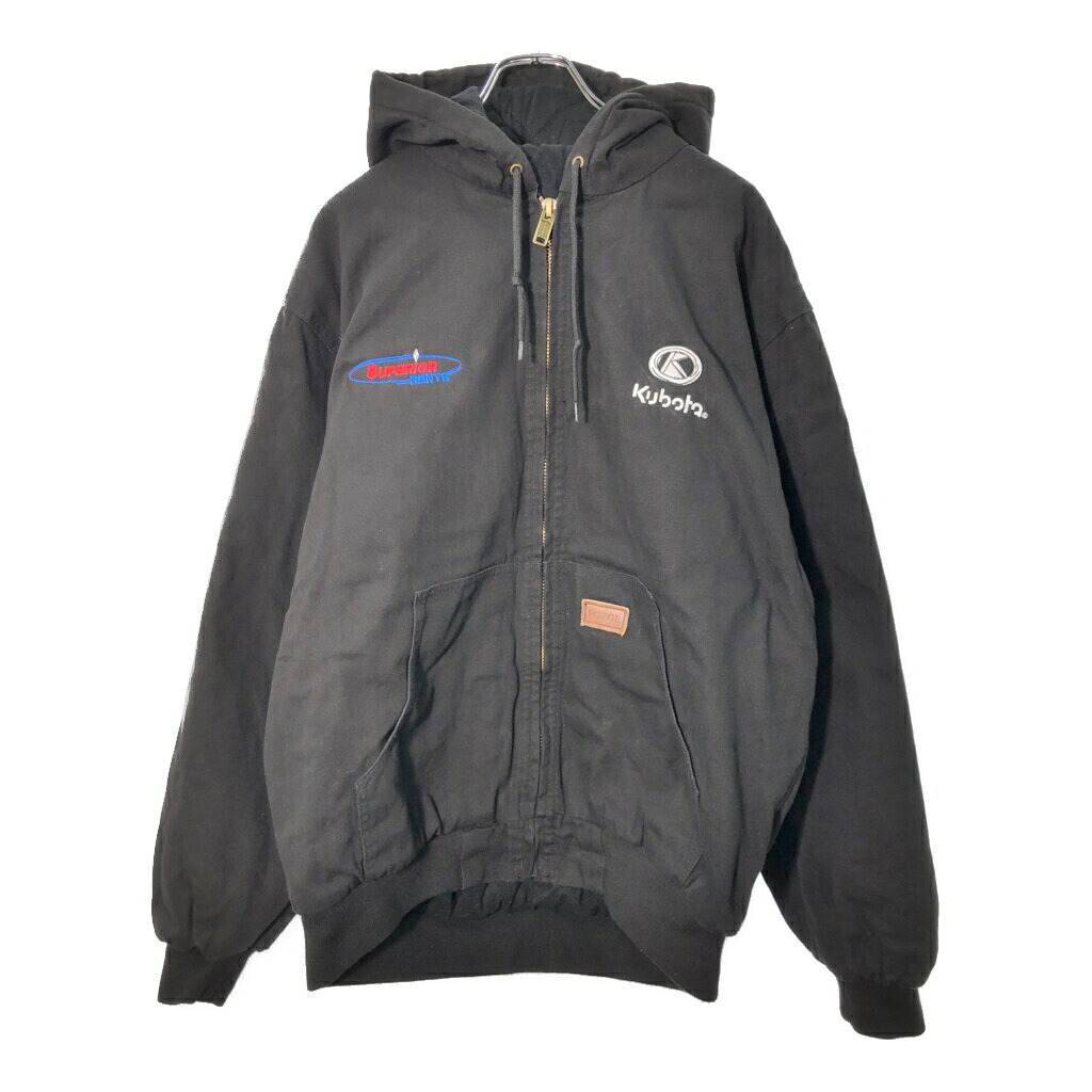FORGE WORK WEAR ダックワークジャケット 企業ロゴ ブラック(メンズ L)中古 古着 X0717