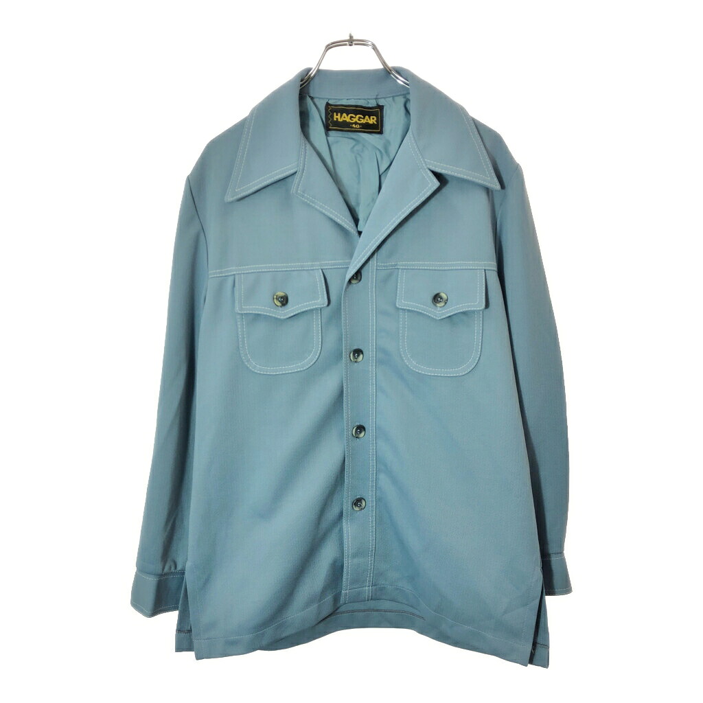 70年代 haggar ハガー ウエスタンシャツジャケット ヴィンテージ ライトブルー(メンズ 40)中古 古着 X0804