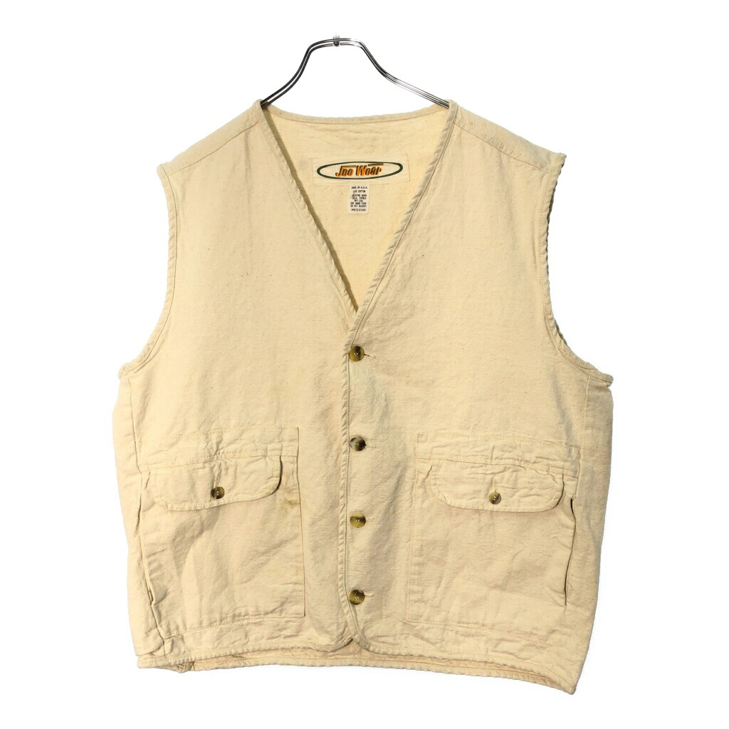 90年代 USA製 Joe Wear ハンティングベスト アイボリー(メンズ MEDIUM)中古 古着 X0863