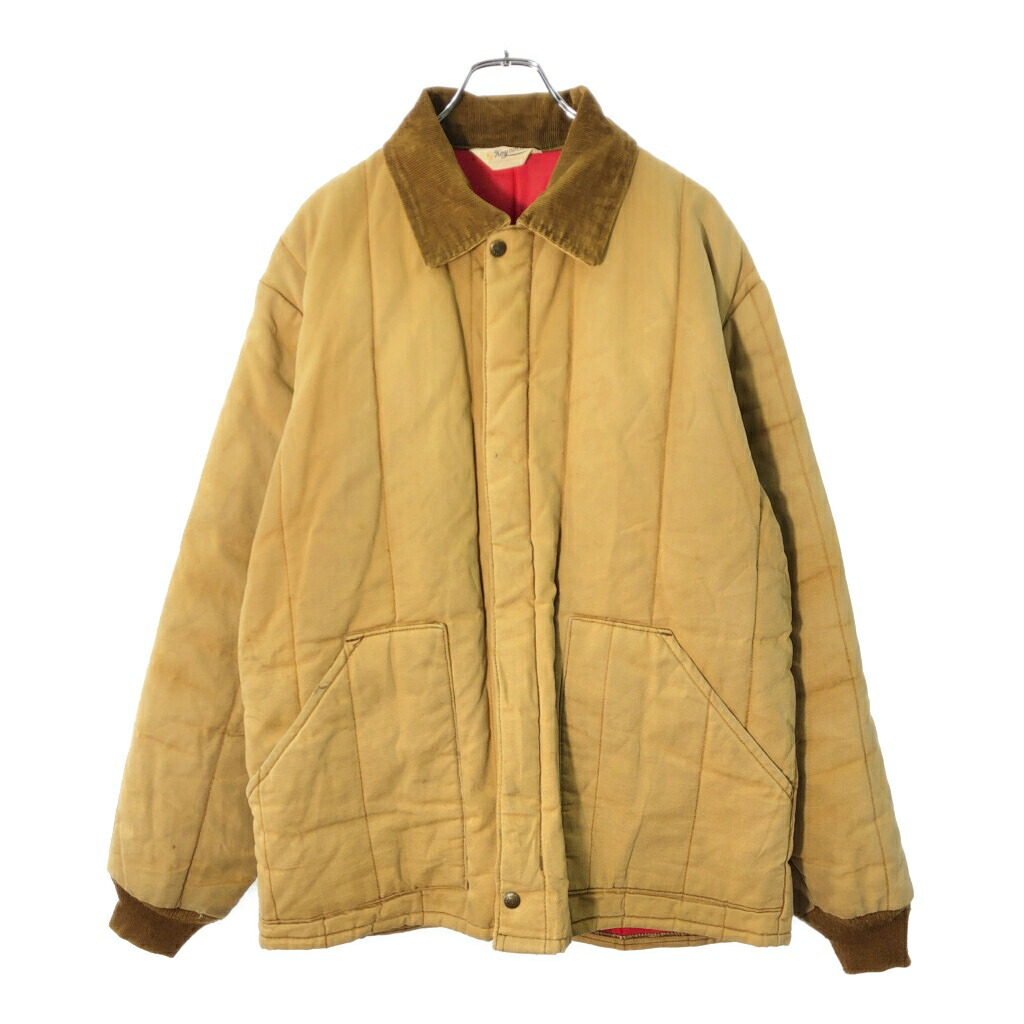 70年代 KEY キー ダック キルティング ワークジャケット ヴィンテージ ライトブラウン(メンズ XL相当)中古 古着 X0909