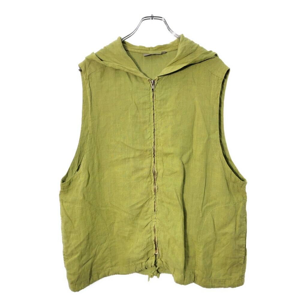 USA製 I.V.Y フーデッド リネンベスト ライトグリーン(メンズ XL)中古 古着 X0914