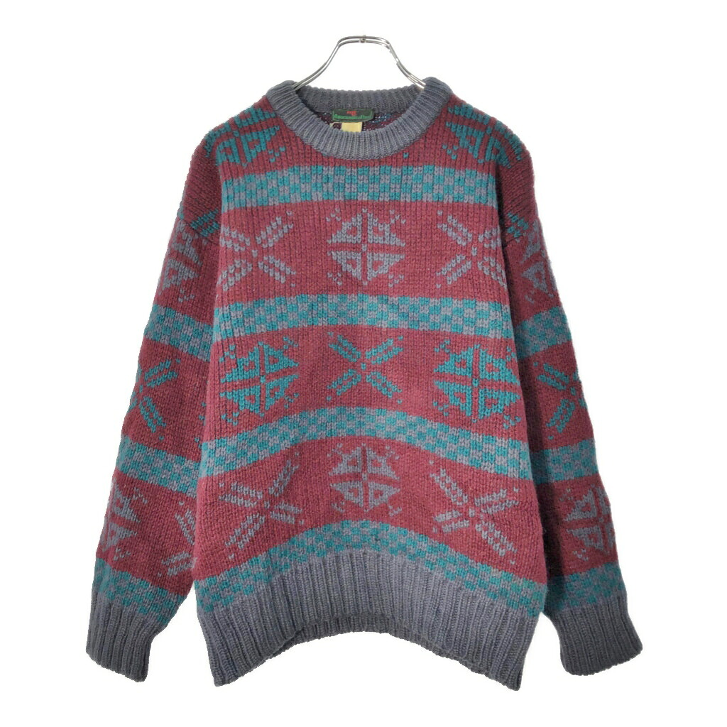 80年代 Abercrombie & Fitch アバクロンビーアンドフィッチ ウールニット セーター マルチカラー(メンズ L)中古 古着 X0994｜YAMAHISA USEDCLOTHINGSHOP
