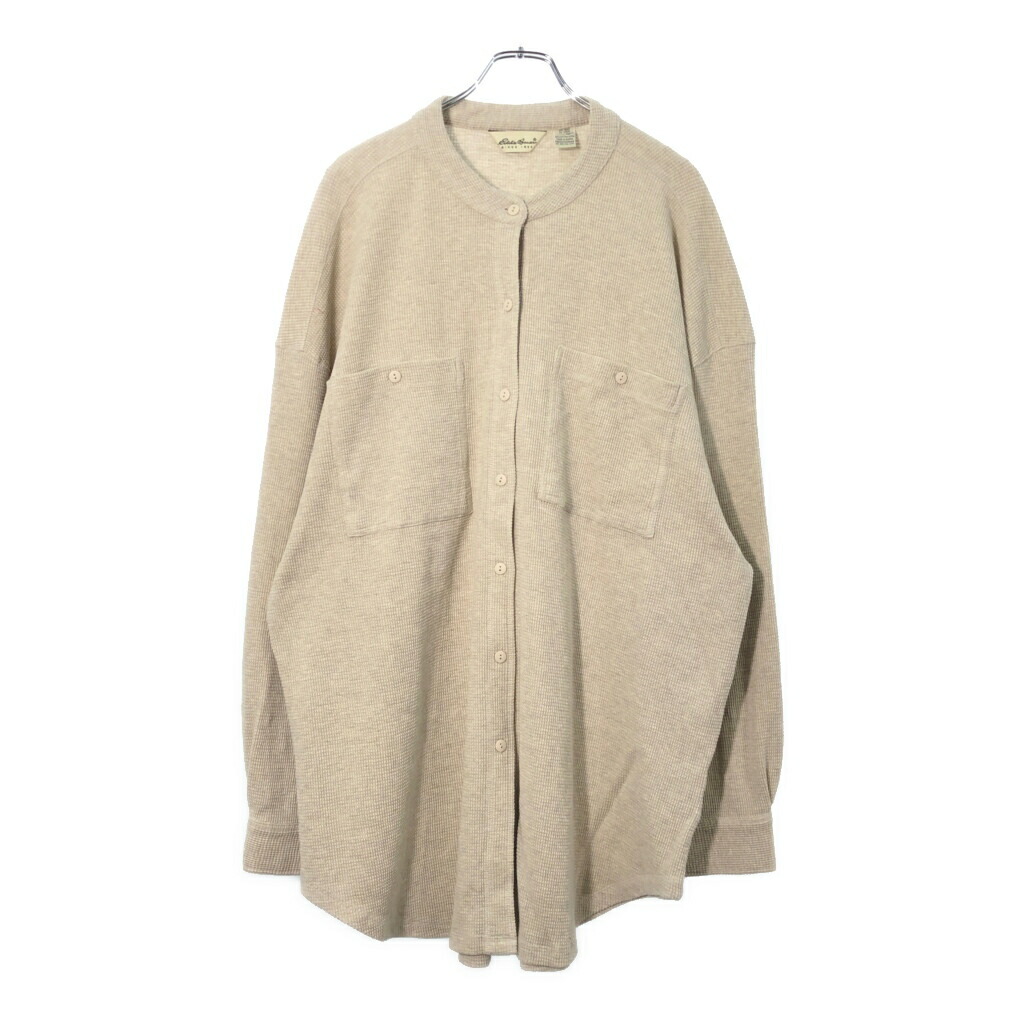 Eddie Bauer エディーバウアー ノーカラーサーマルシャツ アウトドア ベージュ(レディース XL)中古 古着 X1098