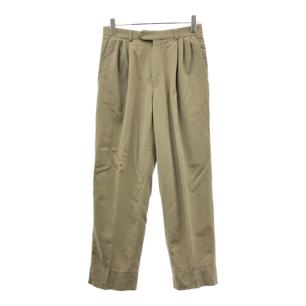 90年代 USA製 GIVENCHY ジバンシィ 3タック スラックスパンツ カーキ(メンズ 31R)中古 古着 X1122 8,316円