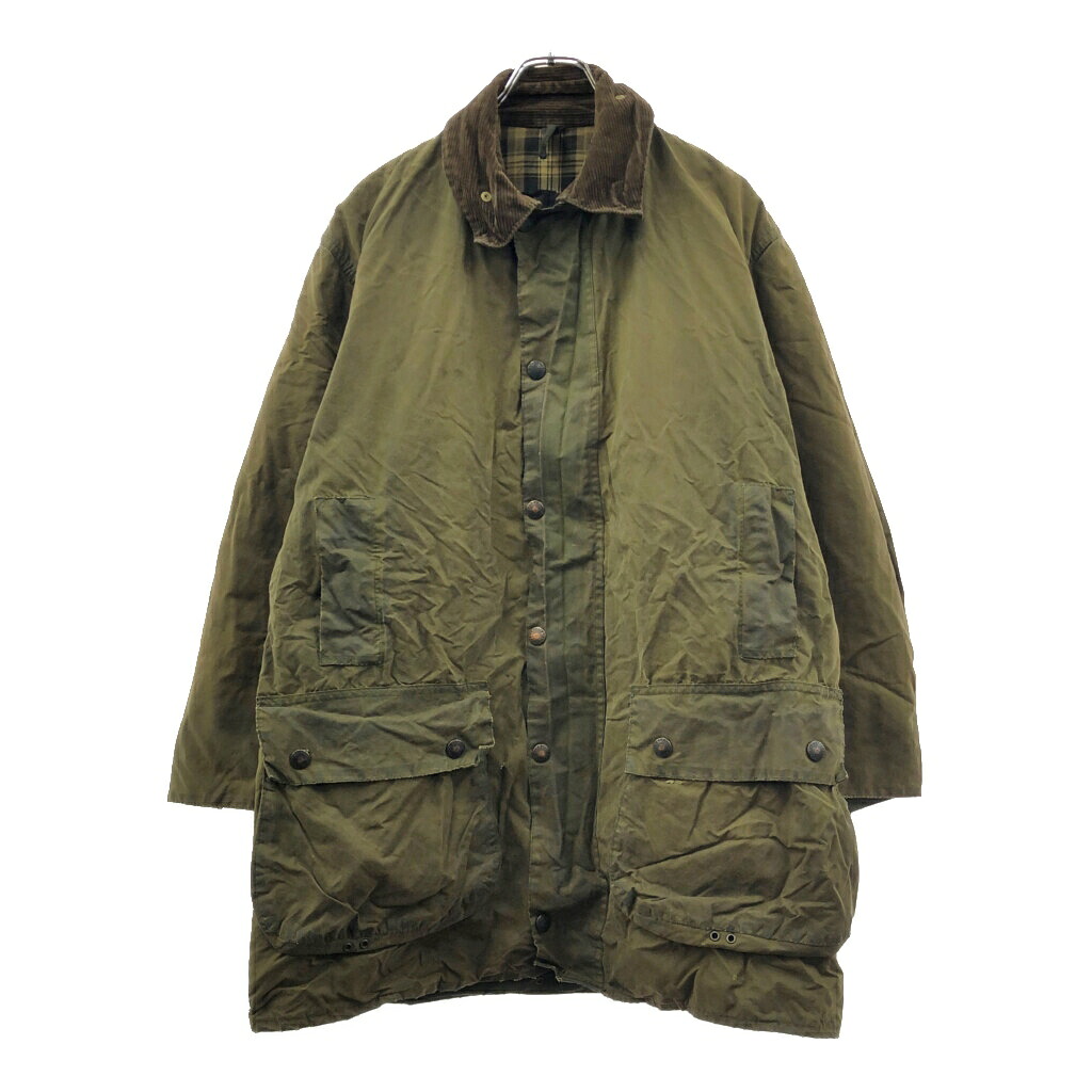 90年代 イングランド製 Barbour バブアー BORDER ボーダー オイルドジャケット オリーブ(メンズ S相当)中古 古着 X1150