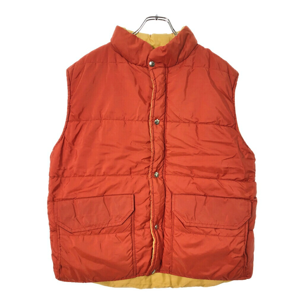 80年代 MOUNTAIN EQUIPMENT マウンテン エキップメント 中綿ベスト アウトドア オレンジ(メンズ L)中古 古着 X1259