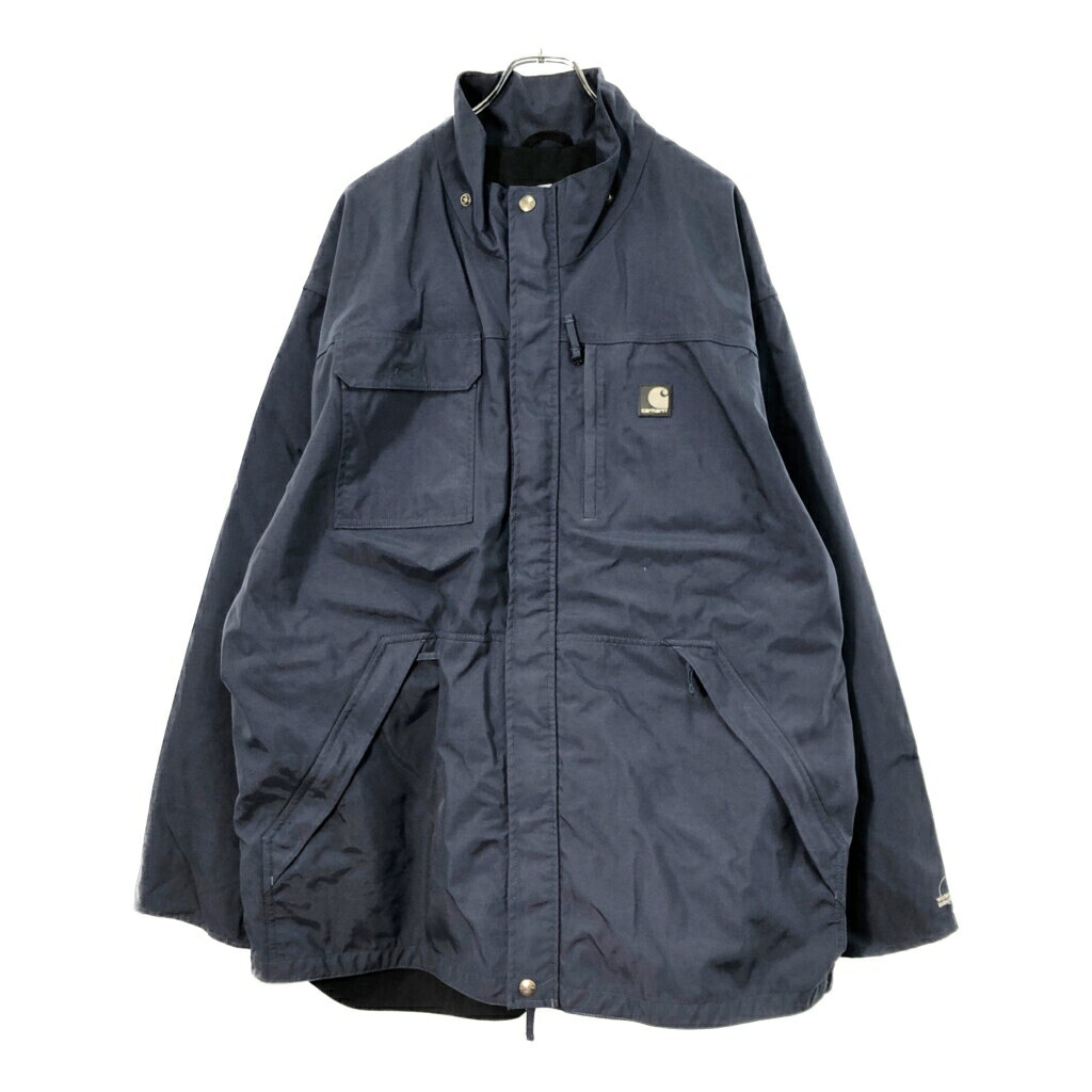 Carhartt カーハート ウォータープルーフ ナイロンジャケット 大きいサイズ ネイビー(メンズ 2XL)中古 古着 X1596