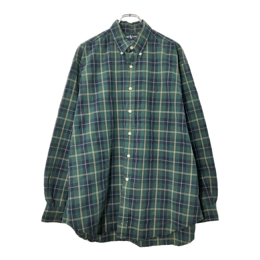 RALPH LAUREN ラルフローレン BLAKE ボタンダウンシャツ チェック グリーン(メンズ L)中古 古着 X1623 5,291円