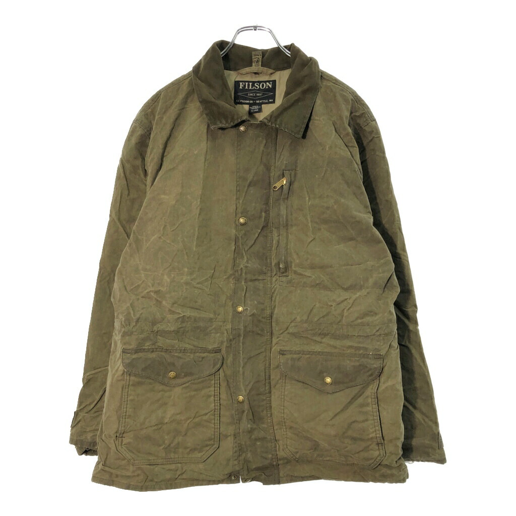 USA製 FILSON フィルソン オイルドジャケット オリーブ(メンズ XL LONG)中古 古着 X1643