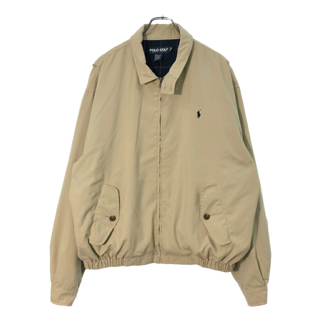 90年代 POLO GOLF ポロゴルフ ラルフローレン ハリントンジャケット スイングトップ ベージュ(メンズ XL)中古 古着 X1653｜YAMAHISA USEDCLOTHINGSHOP