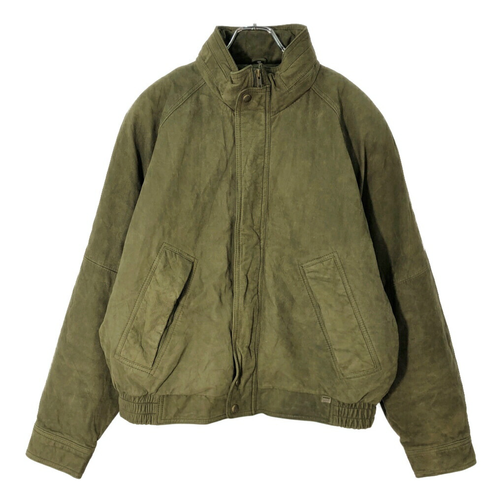 HUNTING HORN レザージャケット オリーブ(メンズ XL)中古 古着 X1869|YAMAHISA USEDCLOTHINGSHOP