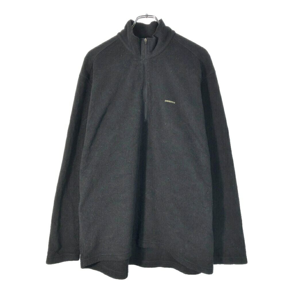 patagonia パタゴニア Capilene キャプリーン ハーフジップ フリースジャケット アウトドア ブラック(メンズ XL)中古 古着 X1905