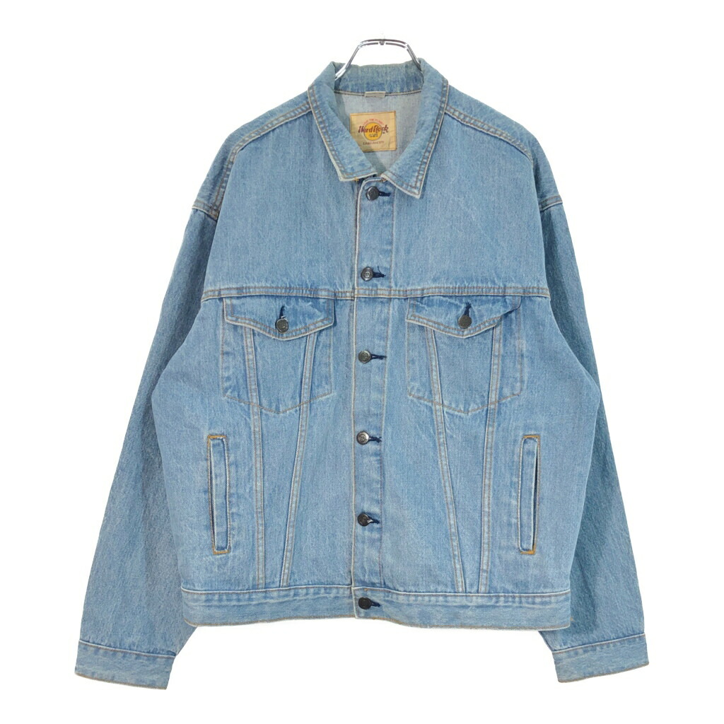 90年代 Hard Rock Cafe ハードロックカフェ デニムジャケット ブルー(メンズ L)中古 古着 X1918