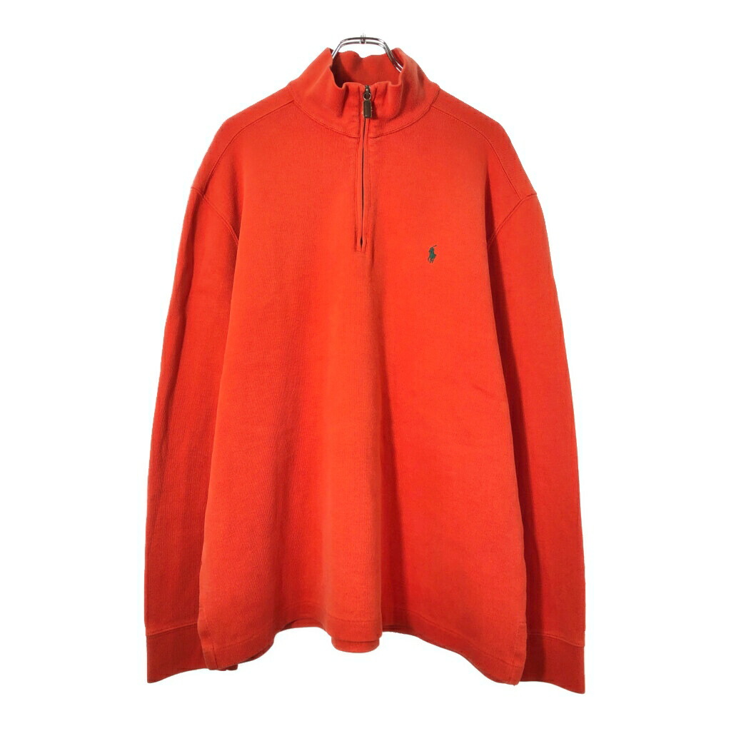 90年代 Polo by Ralph Lauren ポロ ラルフローレン ハーフジップ コットンセーター オレンジ(メンズ XL)中古 古着 X1993
