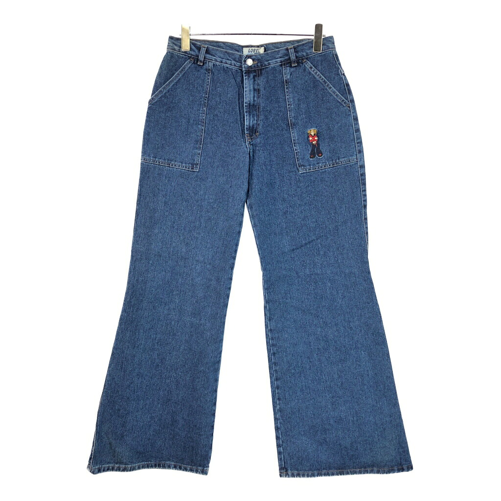 デッドストック LOBEL ワイドデニムパンツ 大きいサイズ インディゴブルー(レディース 42)中古 古着 X2704